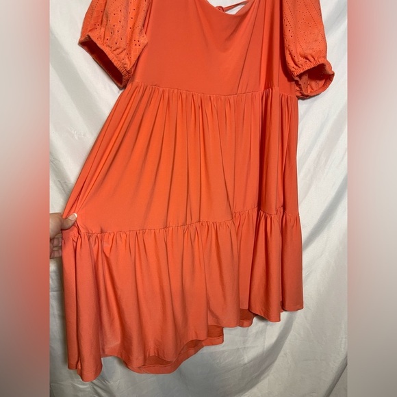 BCBG Orange Midi Dress with Eyelet Sleeves - Picture 2 of 11